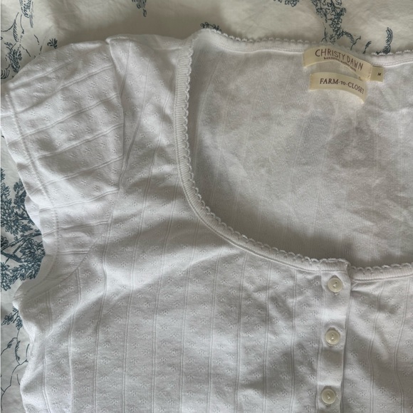 Christy Dawn Bridget tee in ivory pointelle size M - Picture 5 of 7